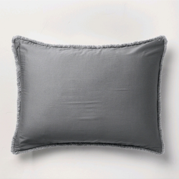 Casaluna Full/Queen Heavyweight Linen Blend Duvet Cover & Sham Set Dark Gray - Picture 5 of 6